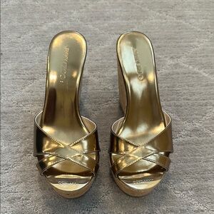 Jimmy Choo Gold Wedges Sz 36.5